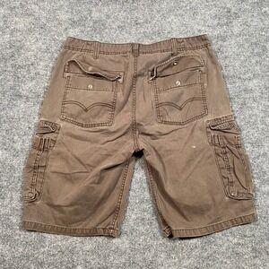 Levis Mens Brown Cotton Twill Cargo Shorts Size 34 Distressed Paint Splatter